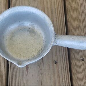 Vintage rustic pewter butter melting pot